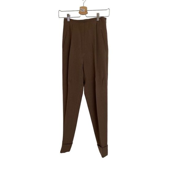 RALPH LAUREN PURPLE LABEL 100% WOOL DRESS TROUSERS SIZE 2 Brown High Waist